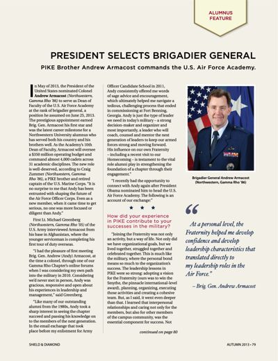 President Selects Brigadier General